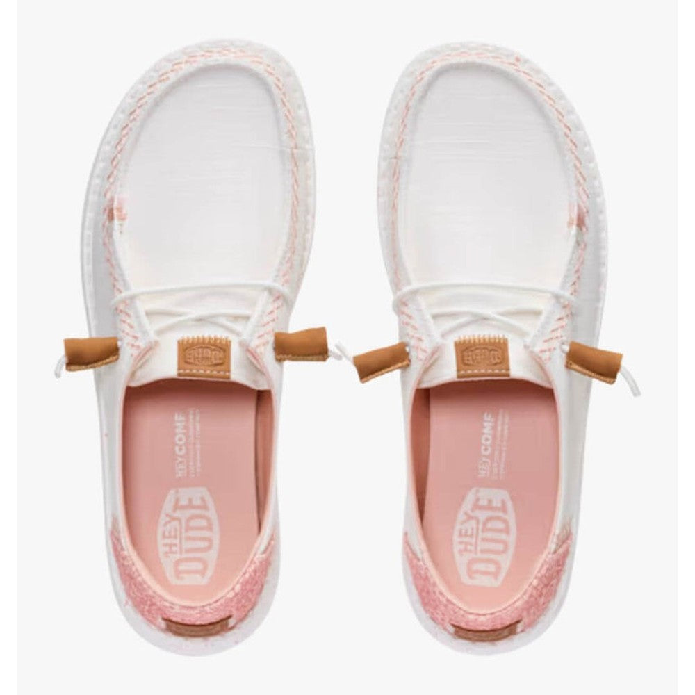 Hey Dude Womens Wendy Boho Butterfly Shoes In Snow White/Pink