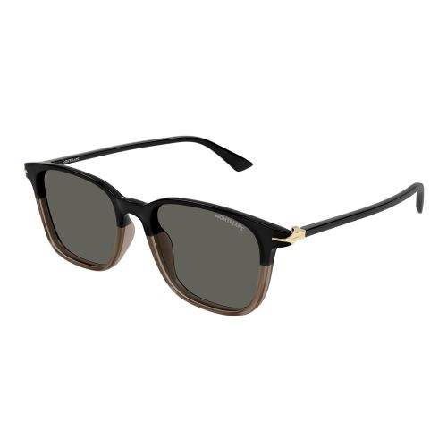 Mont Blanc Two Tone Unisex Sunglasses In Shiny Black