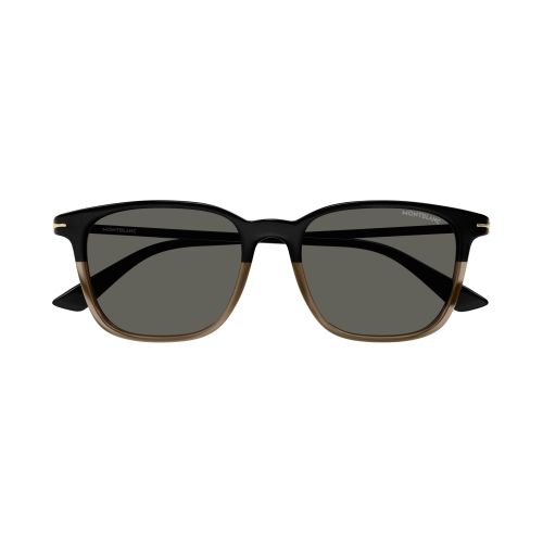 Mont Blanc Two Tone Unisex Sunglasses In Shiny Black