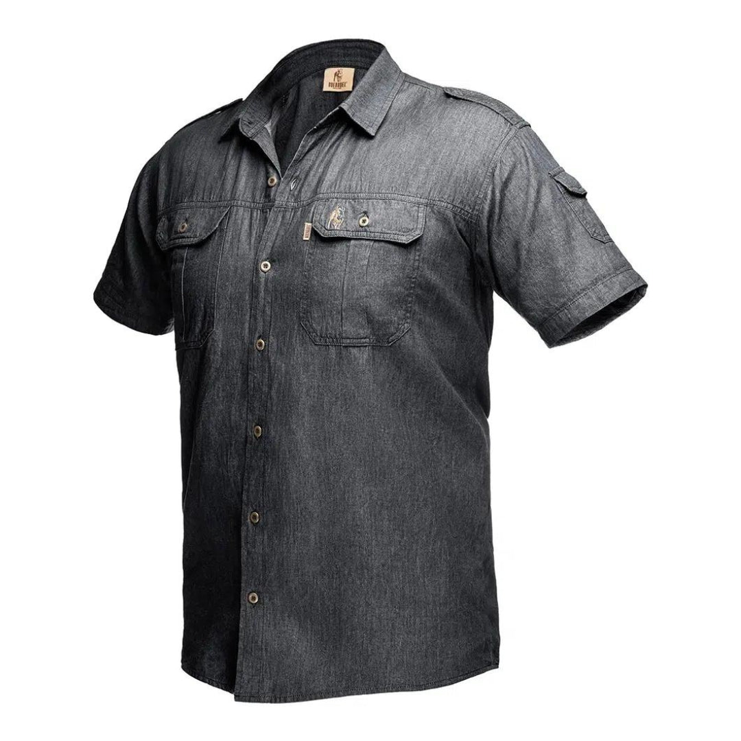 Boerboel Mens Short Sleeve Shirt In Black Denim