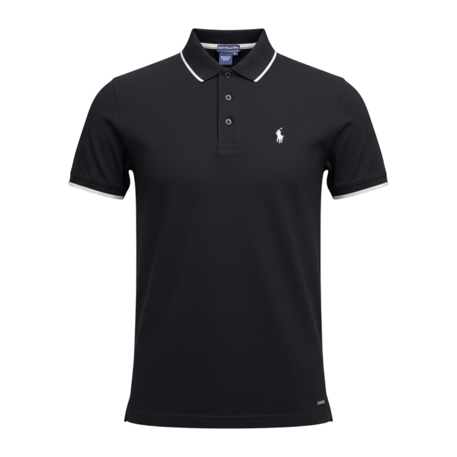 Polo Mens Dm Button Short Sleeves Golfer Black