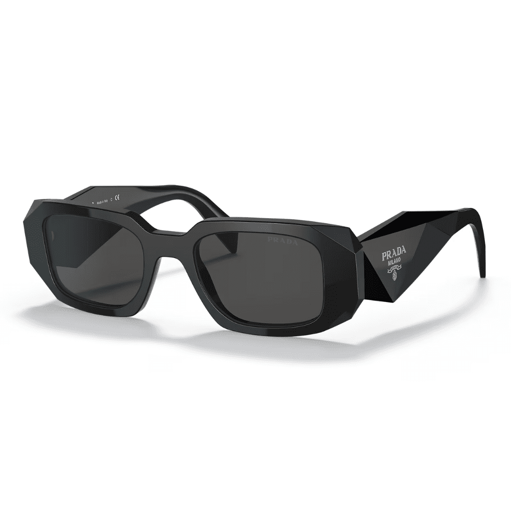 Prada Bold Square Frame Womens Sunglasses In Black & Dark Grey