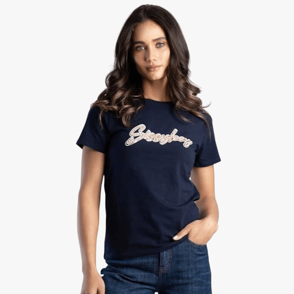 Sissyboy  T-Shirts With Pearls  For Ladies In Navy
