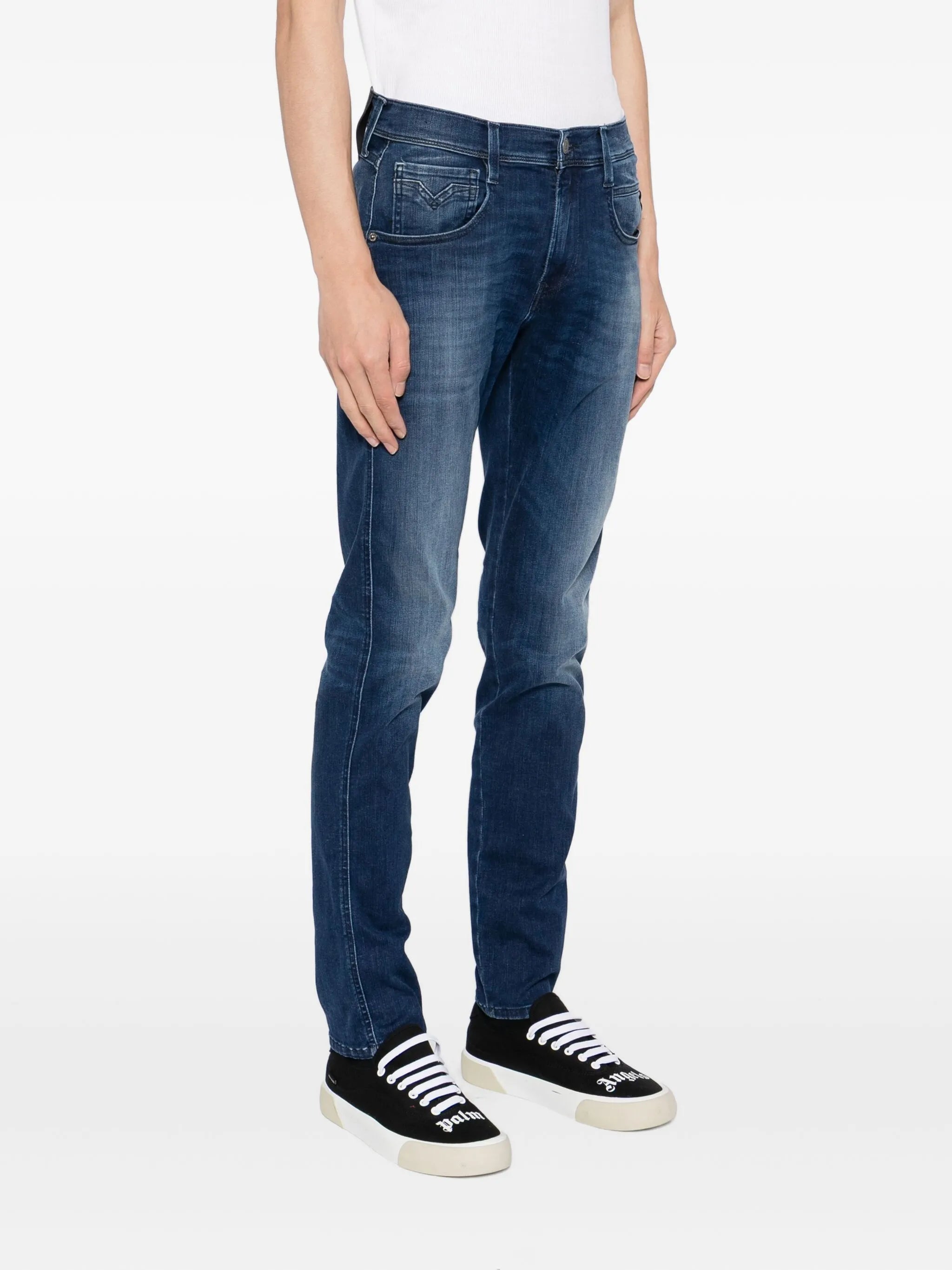 Replay Mens Anbass Jeans In Indigo Blue