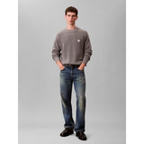 Calvin Klein Mens Cotton Waffle Crew Neck Sweatshirt in Grey