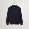 Gant Classic Cotton Full Zip Cardigan In Dark Blue