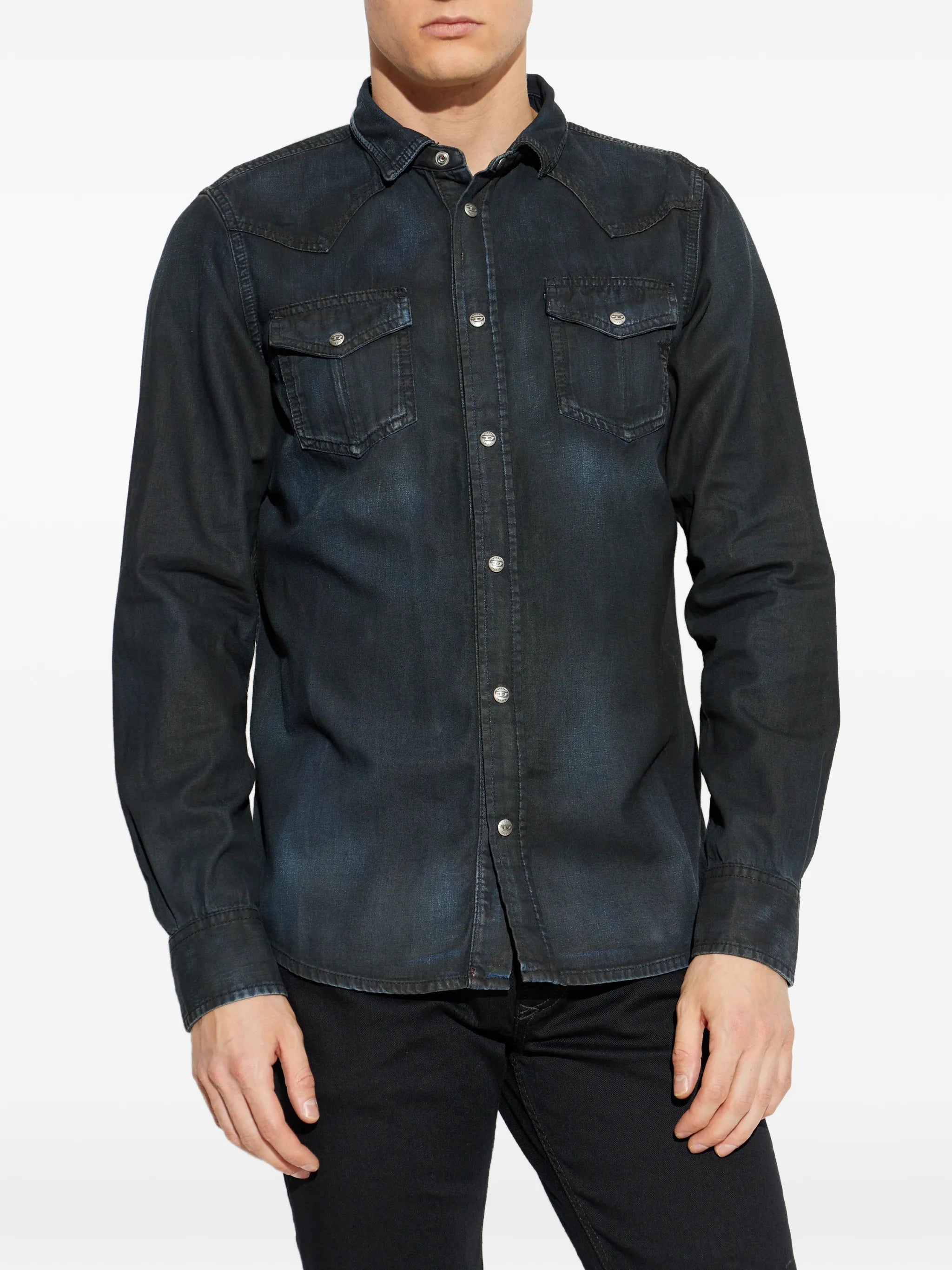 Diesel Mens D-Vega T-Shirt Top In Black Blue