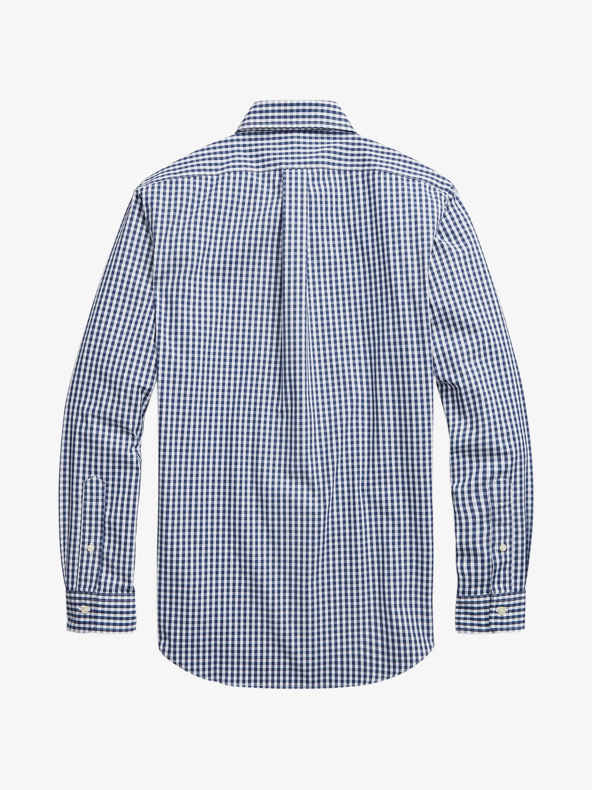 Polo Mens Long Sleeve Small Check Shirt In Navy & White