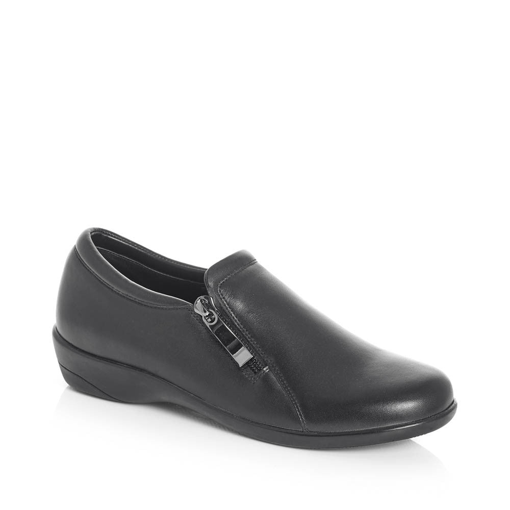 Green Cross Womens Flat Zip Up Walkers Shoes In Black