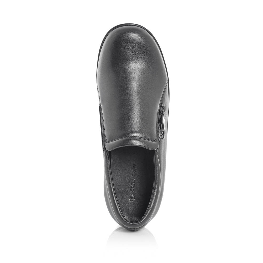 Green Cross Womens Flat Zip Up Walkers Shoes In Black