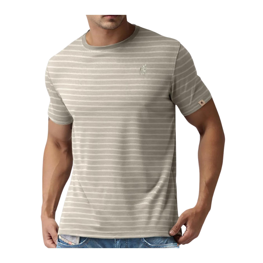 Boerboel Mens Premium T-Shirt In Brown Melange Stripe