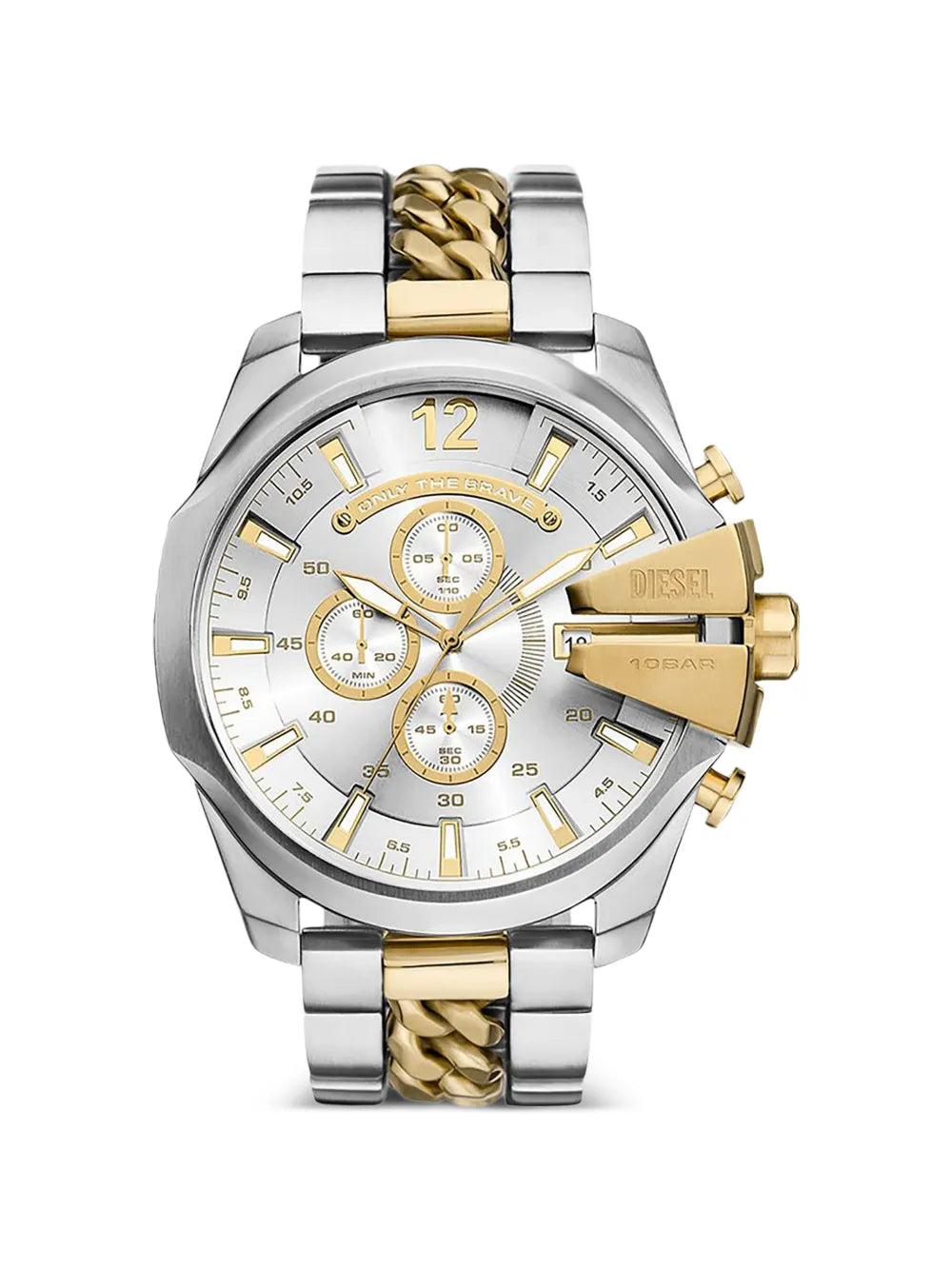 Diesel Men's Mega Chief Gold Dial & Silver Tone Chronograph Watch