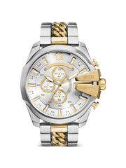 Diesel Men's Mega Chief Gold Dial & Silver Tone Chronograph Watch