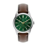 Fossil Mens Pearson Leather Watch In Brown & Green