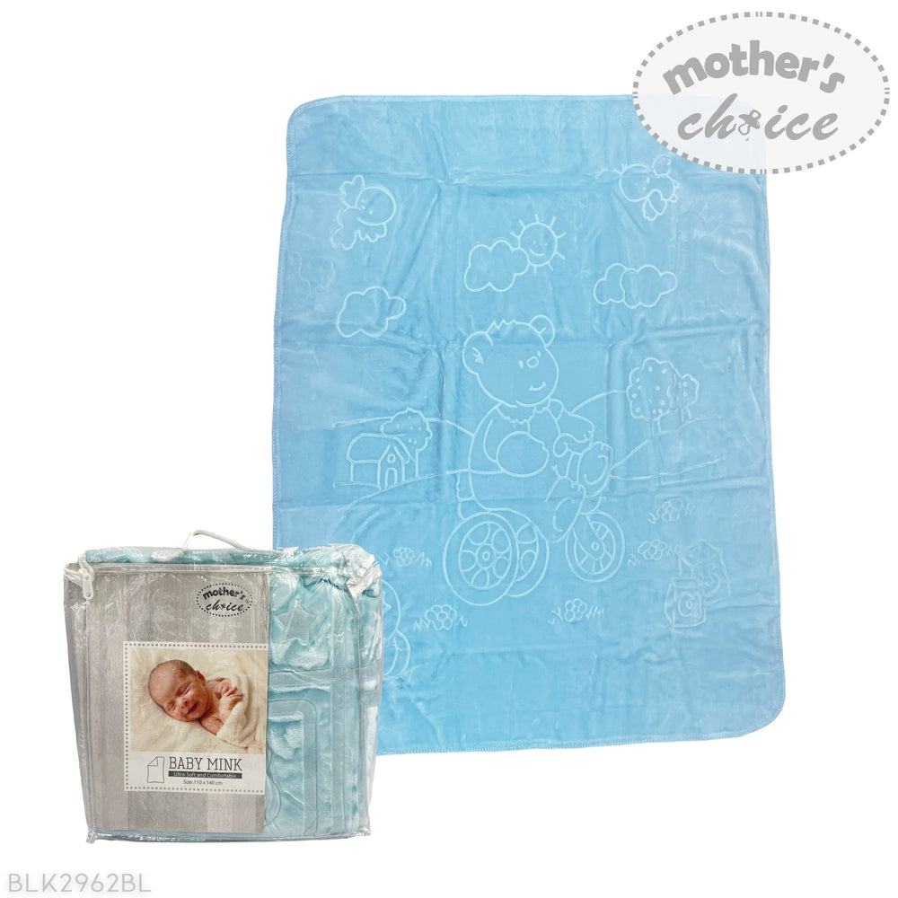 Mother's Choice Boys Baby Mink Blanket In Blue Bear