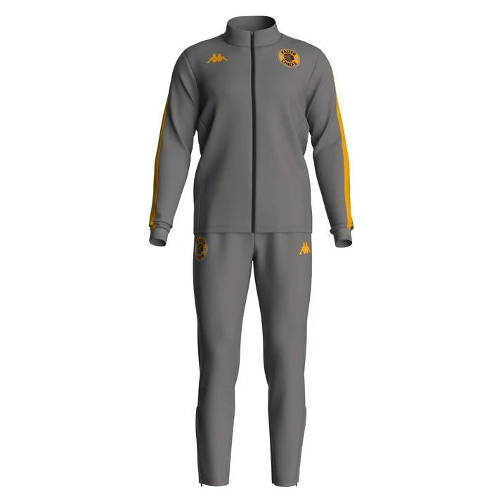 Kappa Kaizer Chiefs Mens 2 Piece Salcito Tracksuit In Grey & Yellow