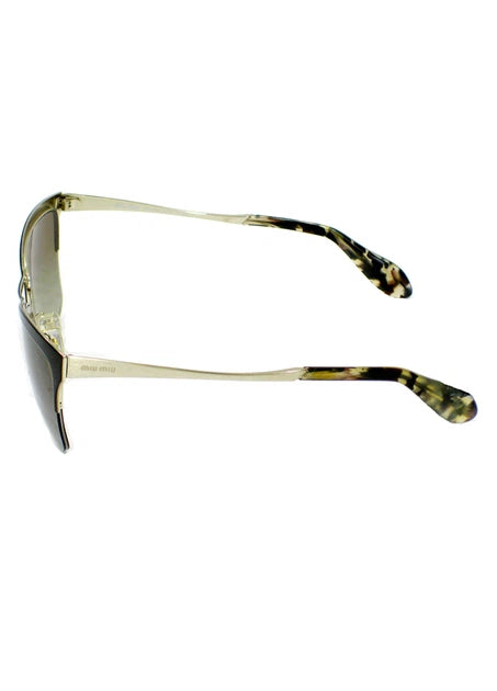 Miu Miu Half Frame Temple Sunglasses For Women In Silver