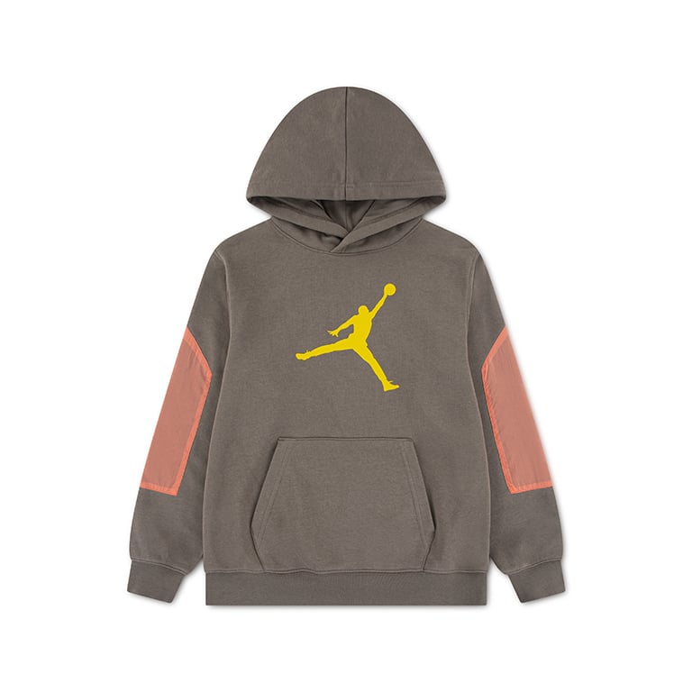 Jordan Boys MJ Brooke Hike Mike Pull Over Hoodie In Olive Grey