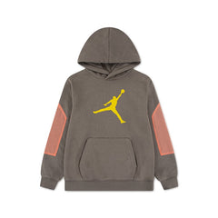 Jordan Boys MJ Brooke Hike Mike Pull Over Hoodie In Olive Grey
