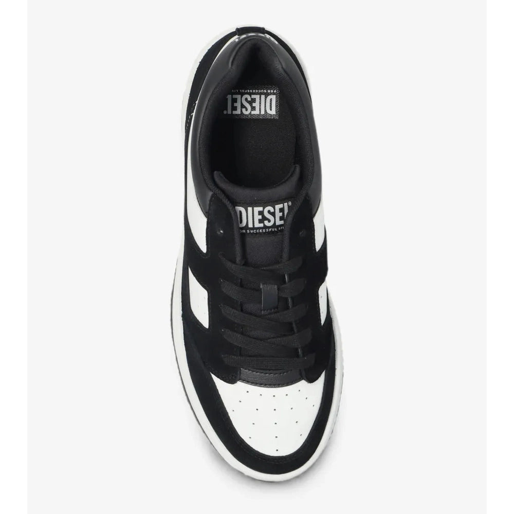 Diesel Mens S-D Long Low Sneakers In Black & White