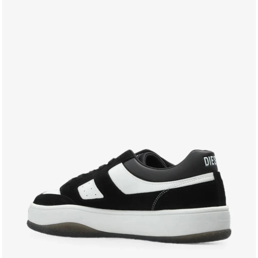 Diesel Mens S-D Long Low Sneakers In Black & White