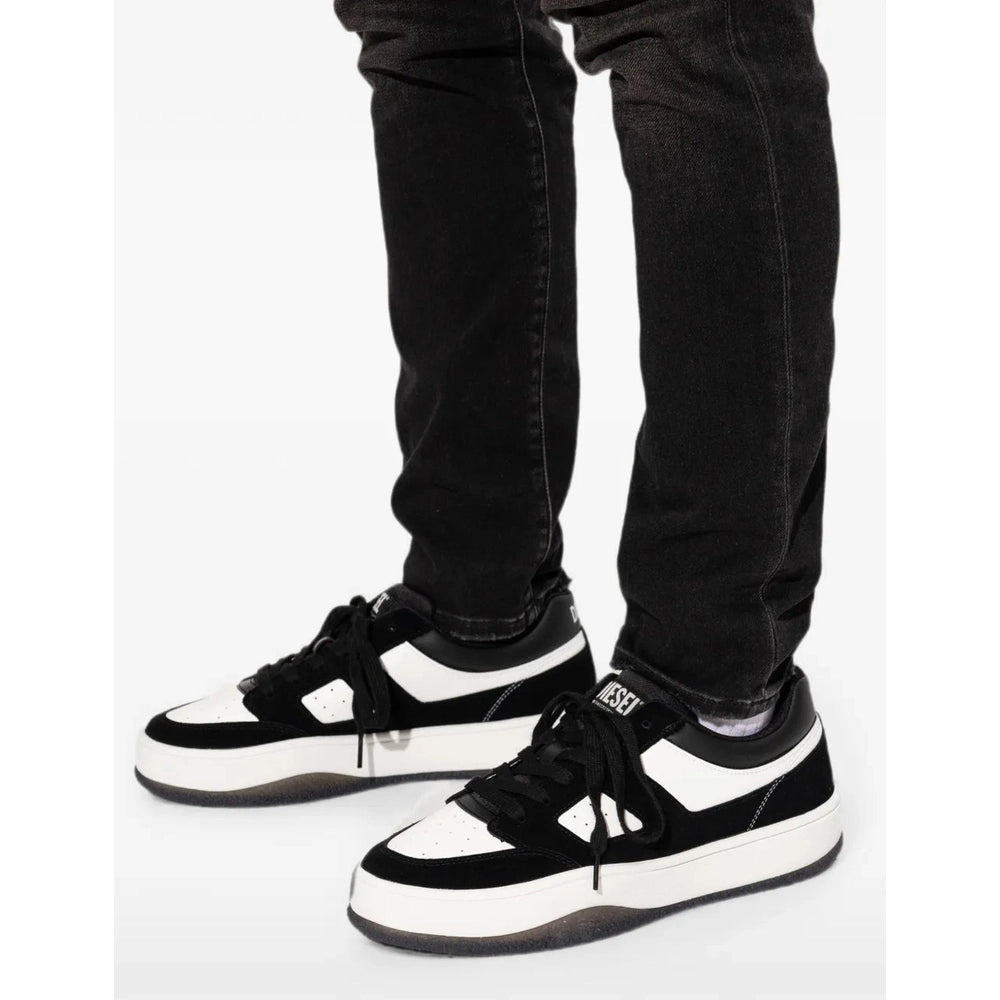 Diesel Mens S-D Long Low Sneakers In Black & White