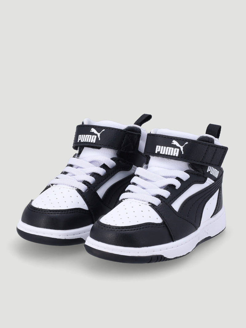 Puma Boys rebound V6 Mid Ac+ Inf Shoes In Black & White
