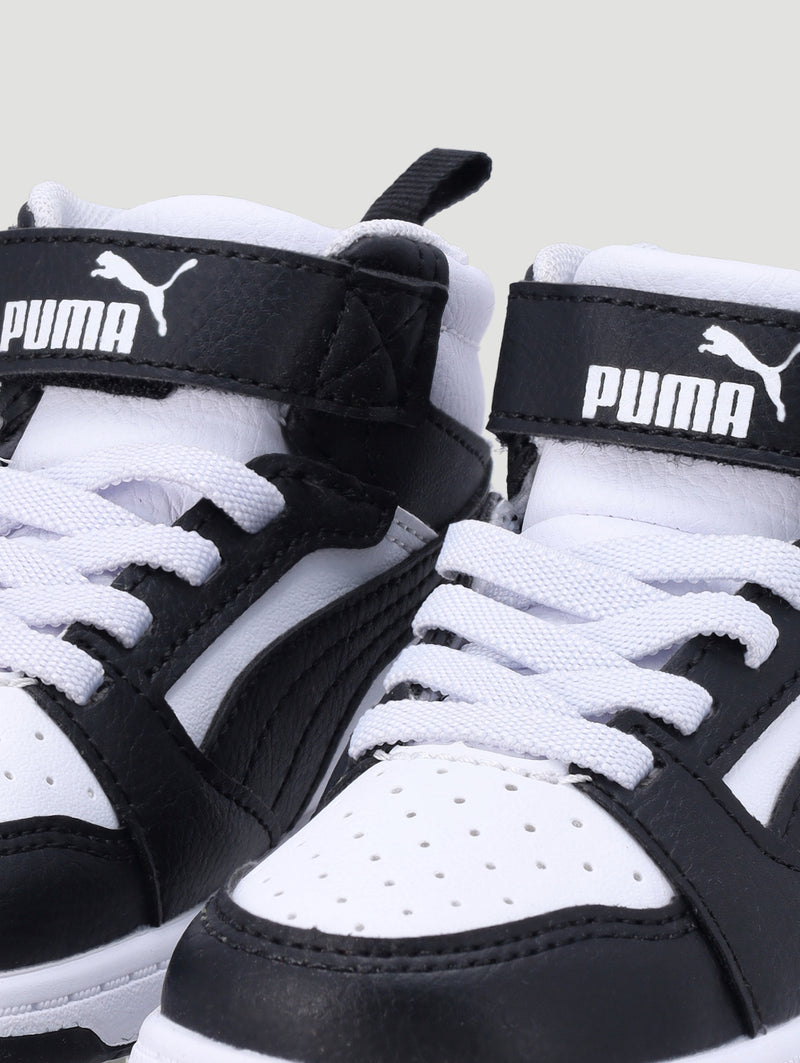 Puma Boys rebound V6 Mid Ac+ Inf Shoes In Black & White