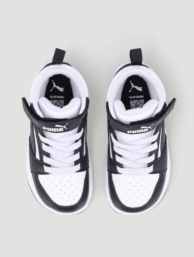 Puma Boys rebound V6 Mid Ac+ Inf Shoes In Black & White