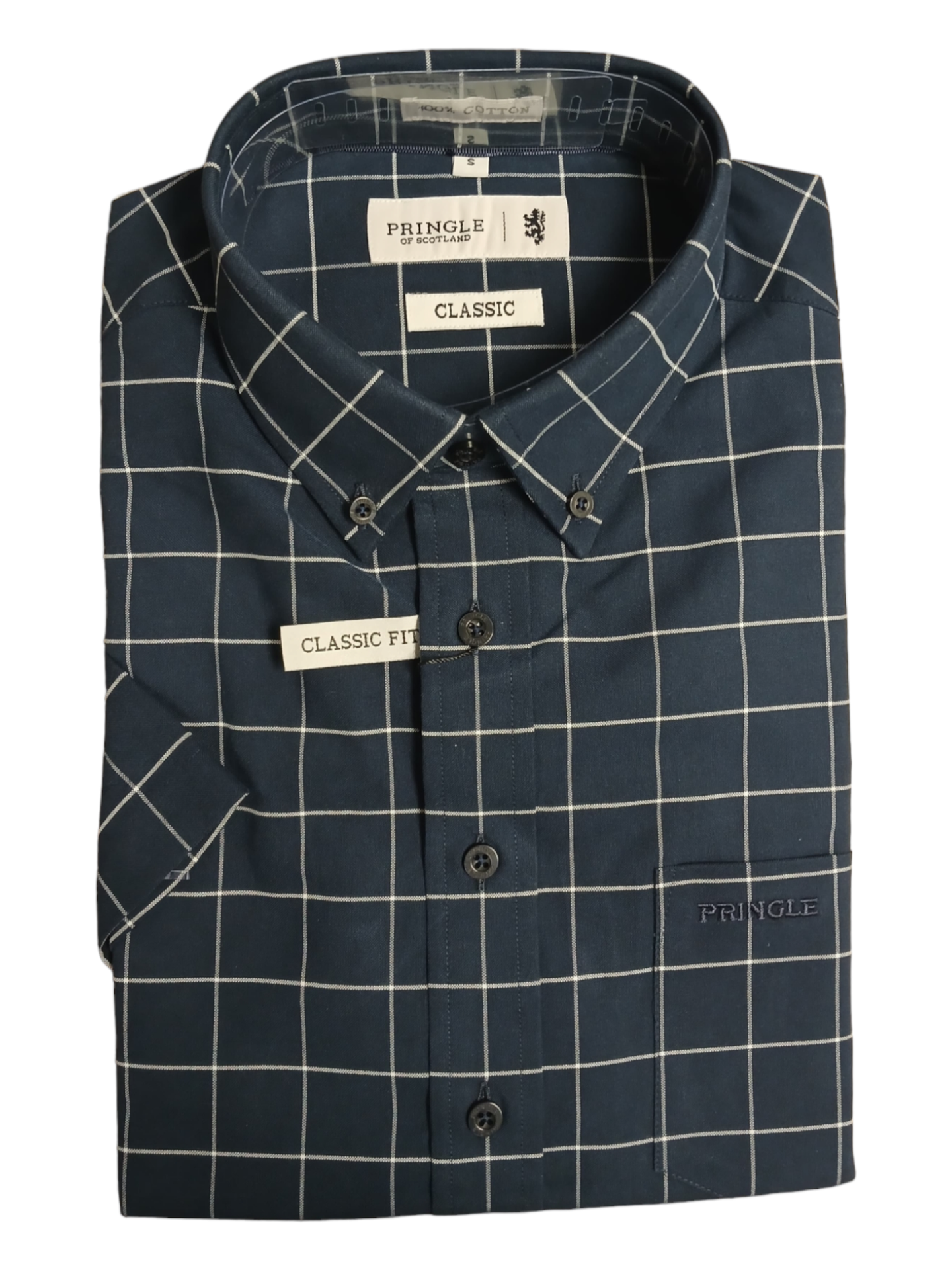 Pringle Mens Oscar Short Sleeve Classic Oxford Shirt In Navy