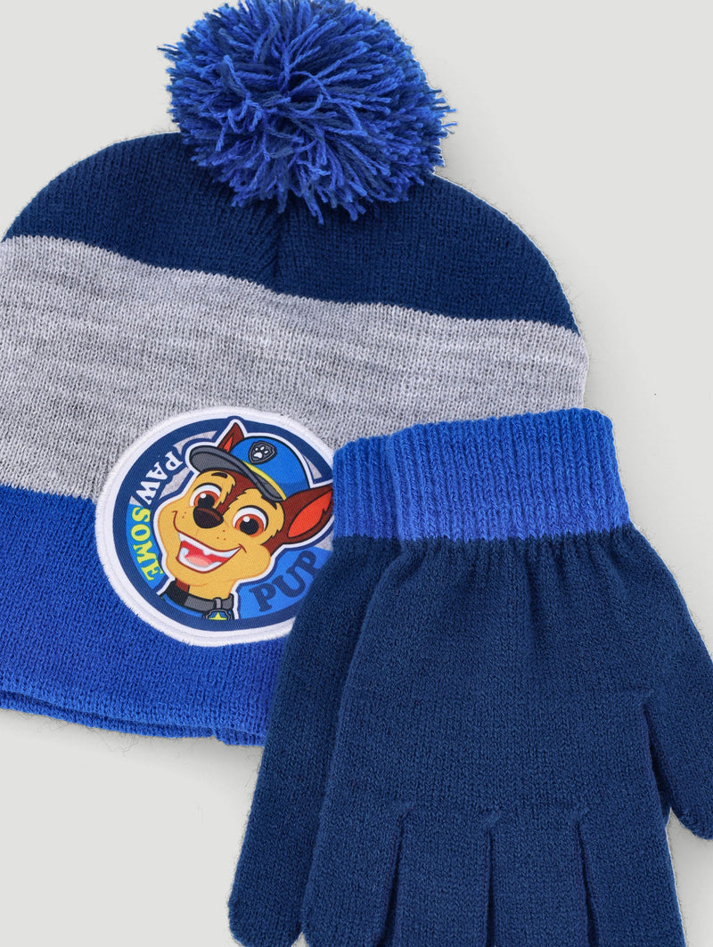 Character Group Boys Paw Patrol 2pc Beanie And Glove Set In Blue/Grey