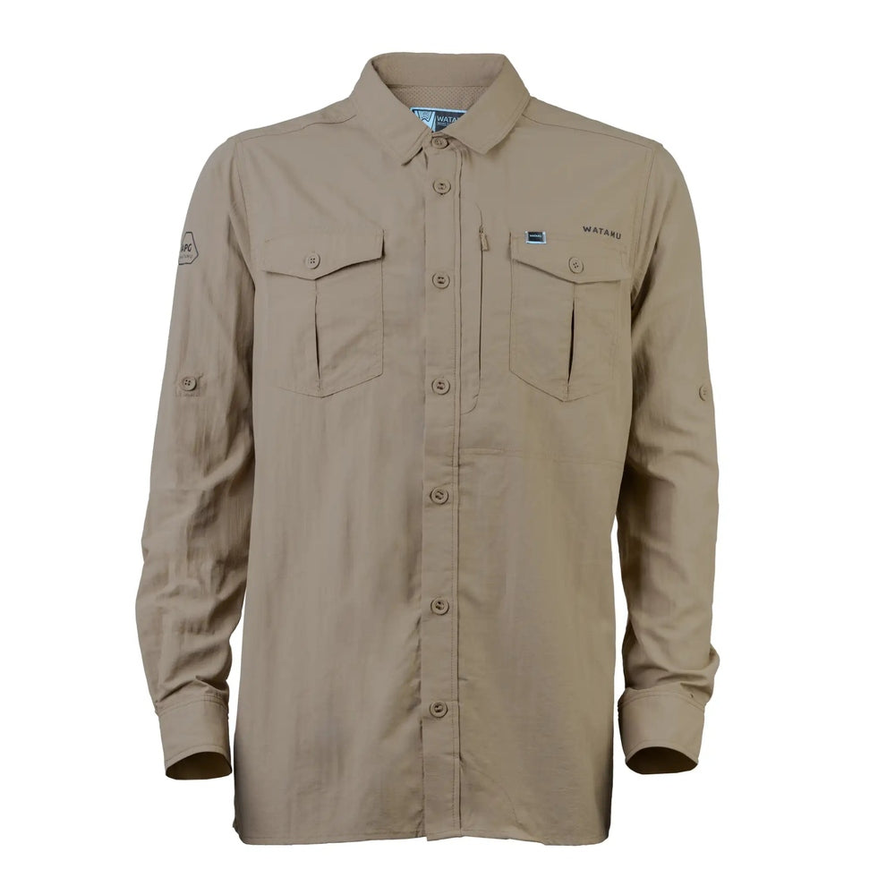 Watamu Mens Jambo Jambo Long Sleeves Shirt In Khaki