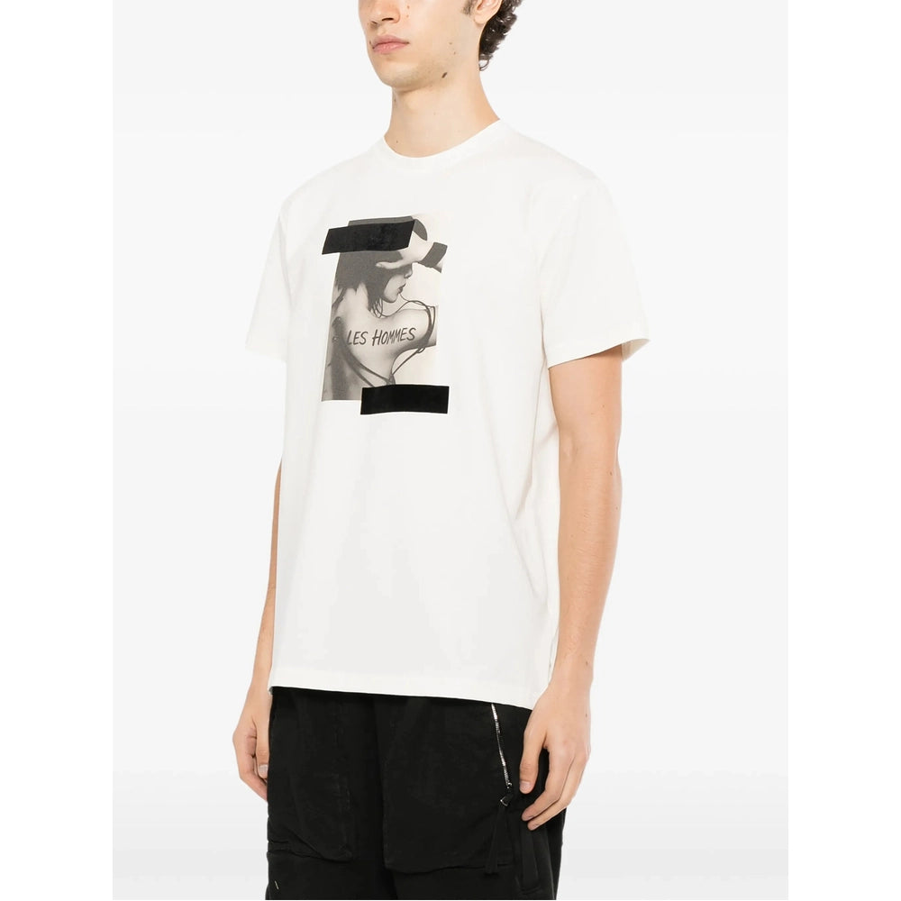 Les Hommes Mens Stamp T-Shirt In White