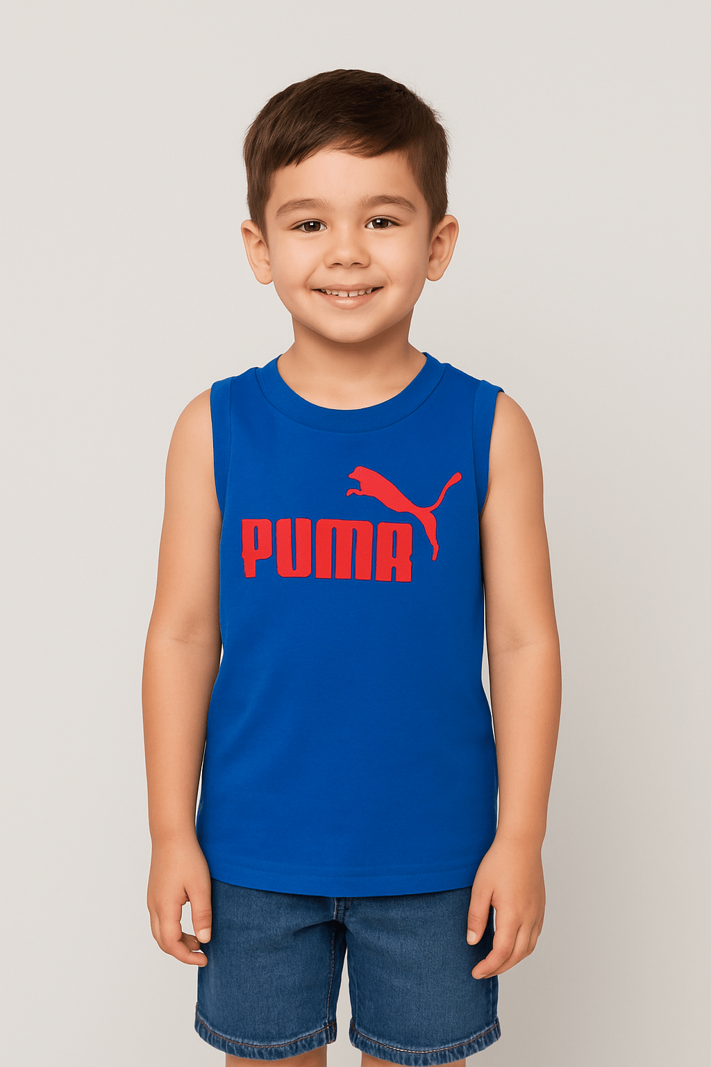 Puma Boys Essential Logo Tank Top In Blue
