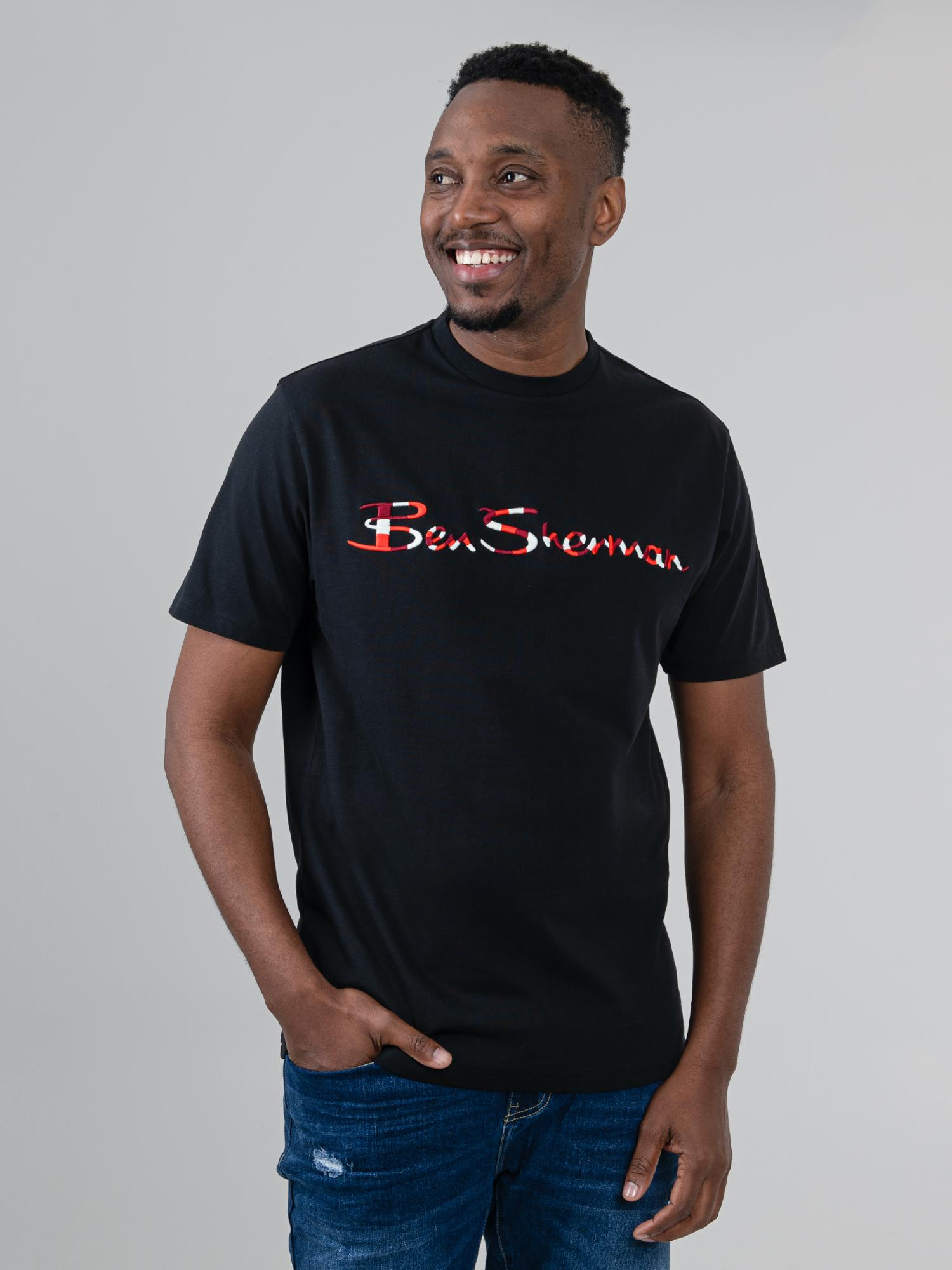 Ben Sherman Mens 3D Embroidered T-Shirt In Black