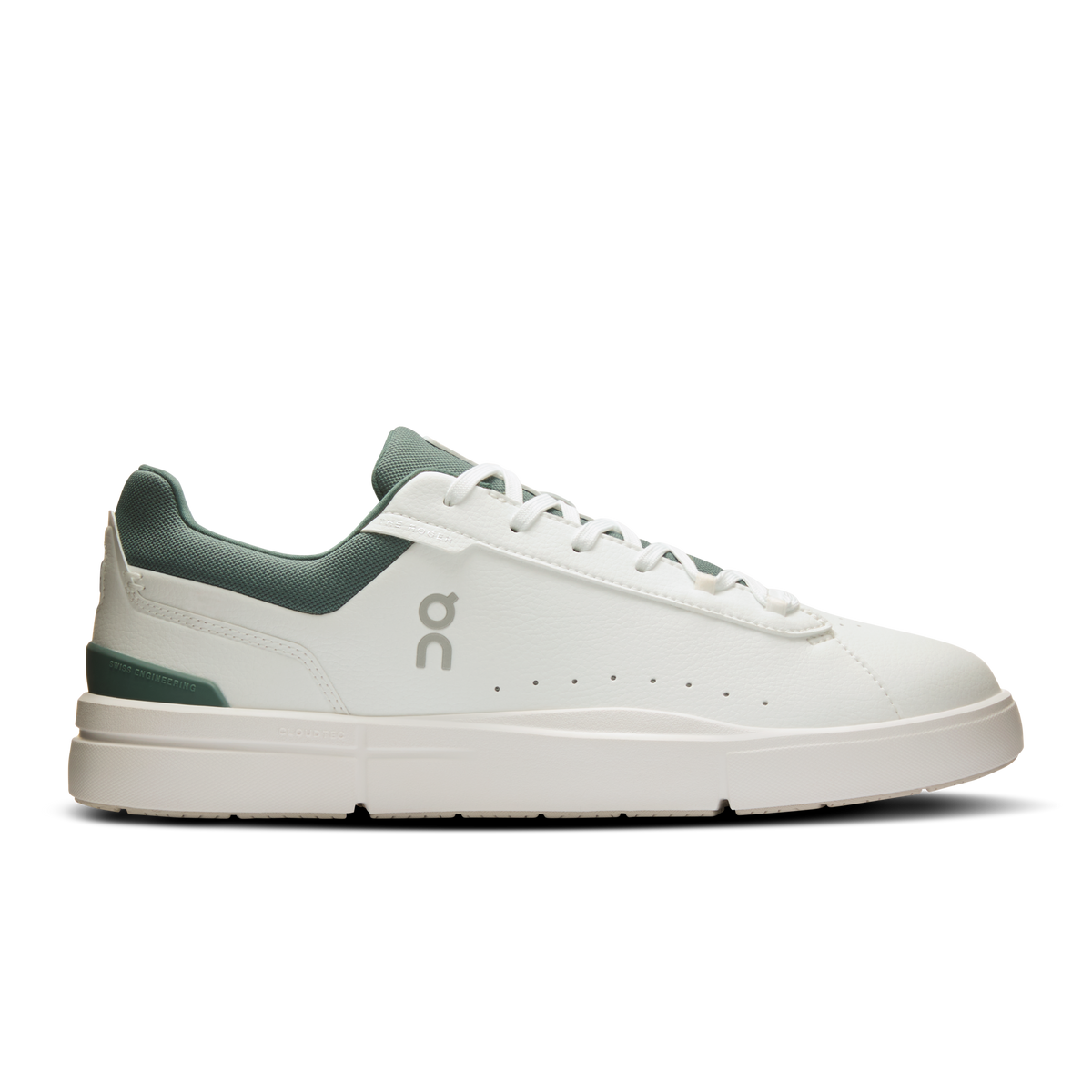 On Cloud Mens The Roger Advantage Shoes In White and Olive