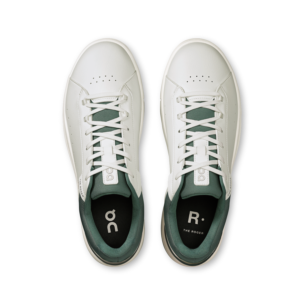 On Cloud Mens The Roger Advantage Shoes In White and Olive