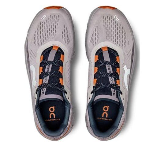 On Mens Cloudmonster Exclusive Shoes In Pearl & Flame