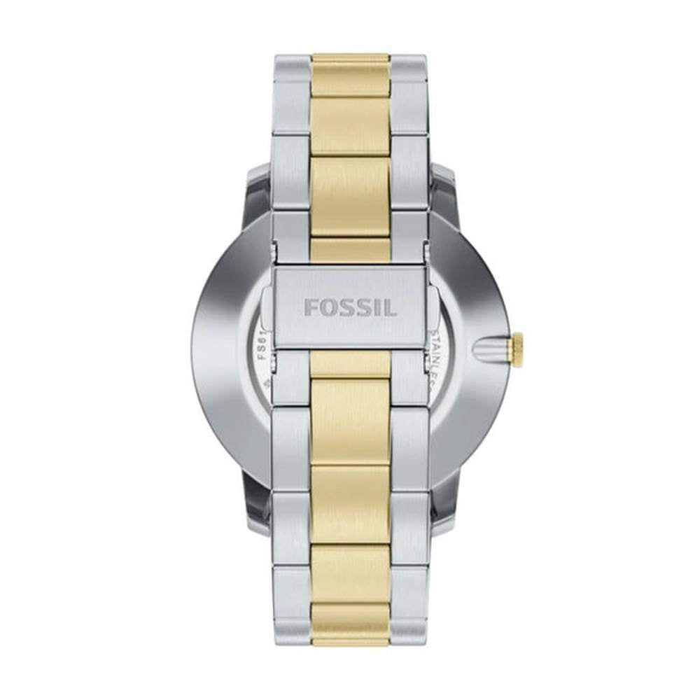 Fossil Mens Minimalist 3 hand Black Dial Watch In Gold & Silver