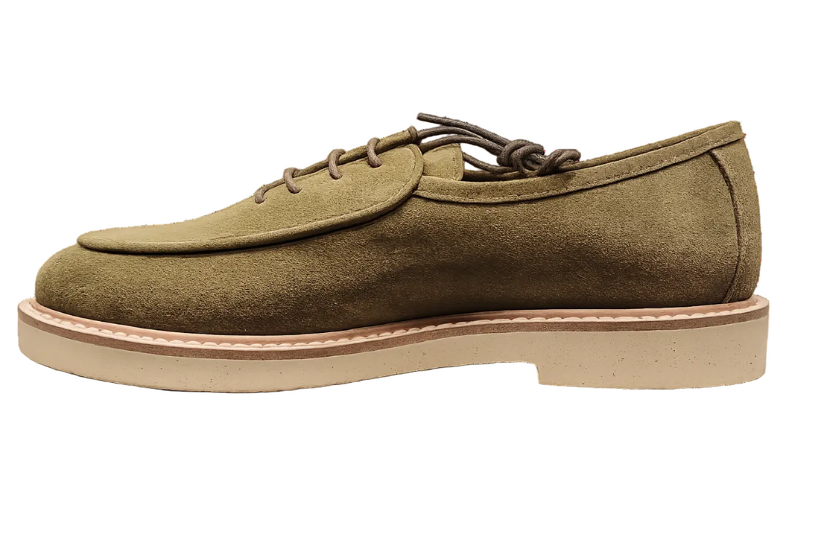 Zerga Mens Lazio Leather Suede Shoes In Olive