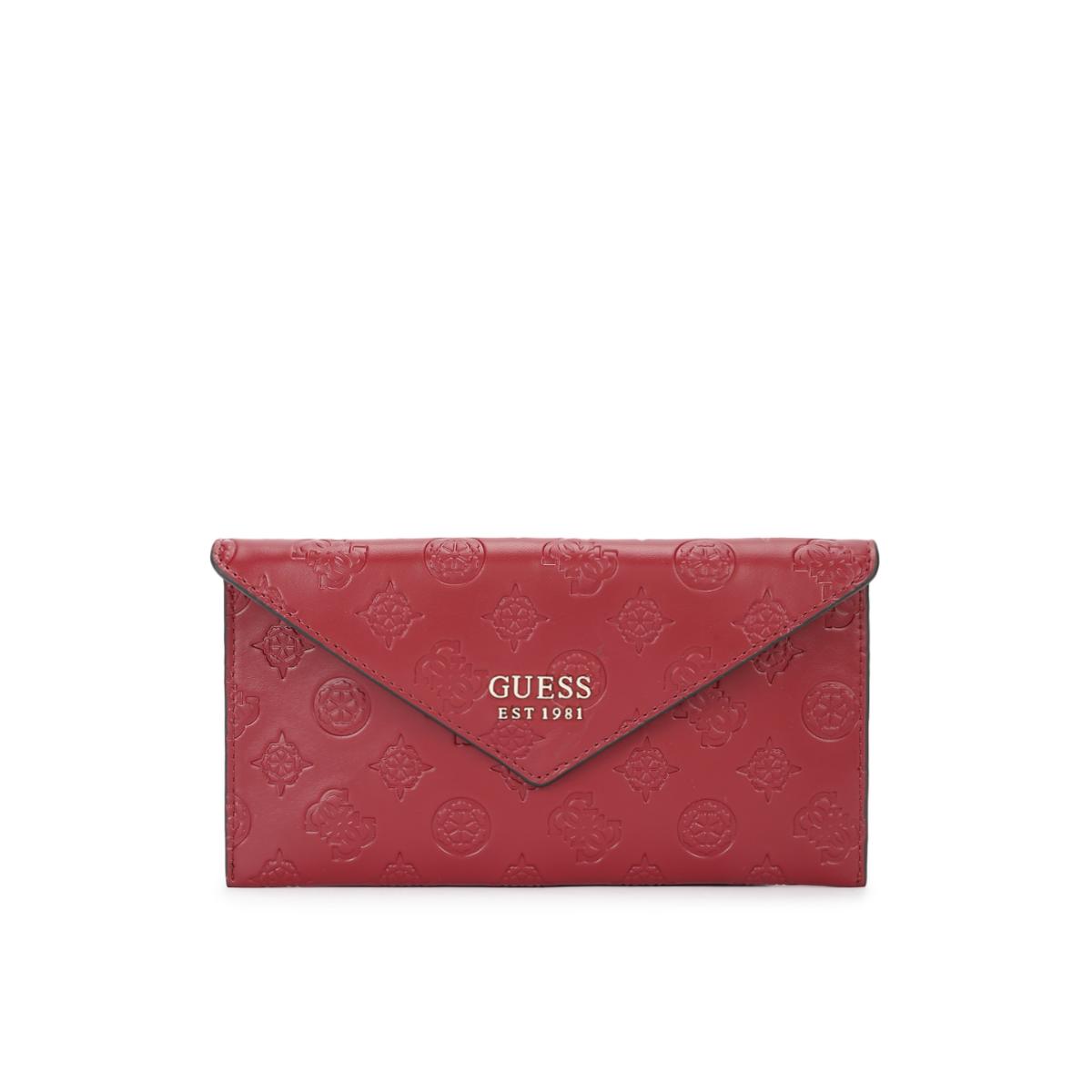 Guess Wilder Card Holder & Envelope Purse In Claret