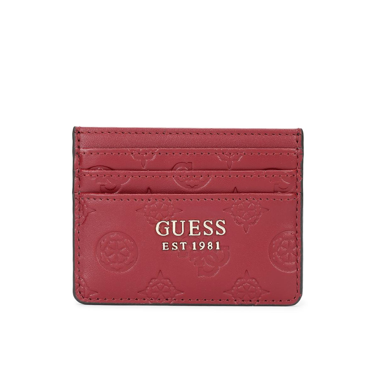 Guess Wilder Card Holder & Envelope Purse In Claret