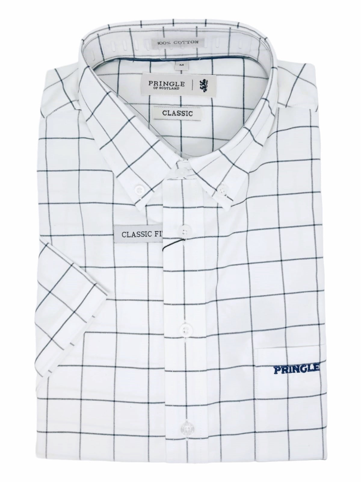 Pringle Mens Oscar Short Sleeve Classic Oxford Shirt In White