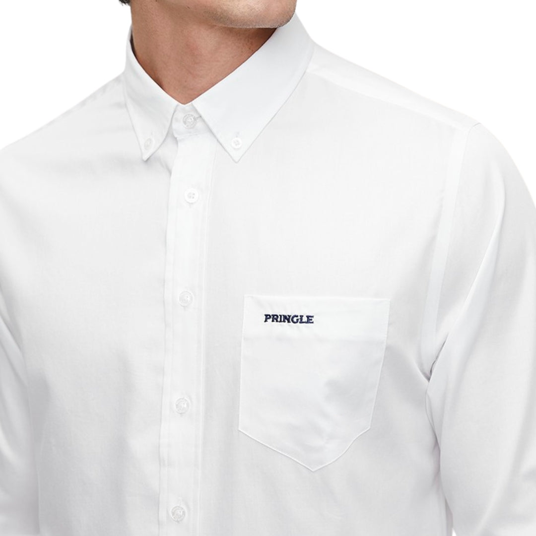 Pringle Mens William Long Sleeve Classic Shirt In White