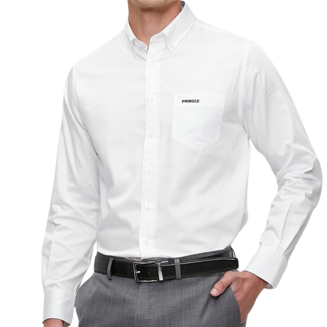 Pringle Mens William Long Sleeve Classic Shirt In White