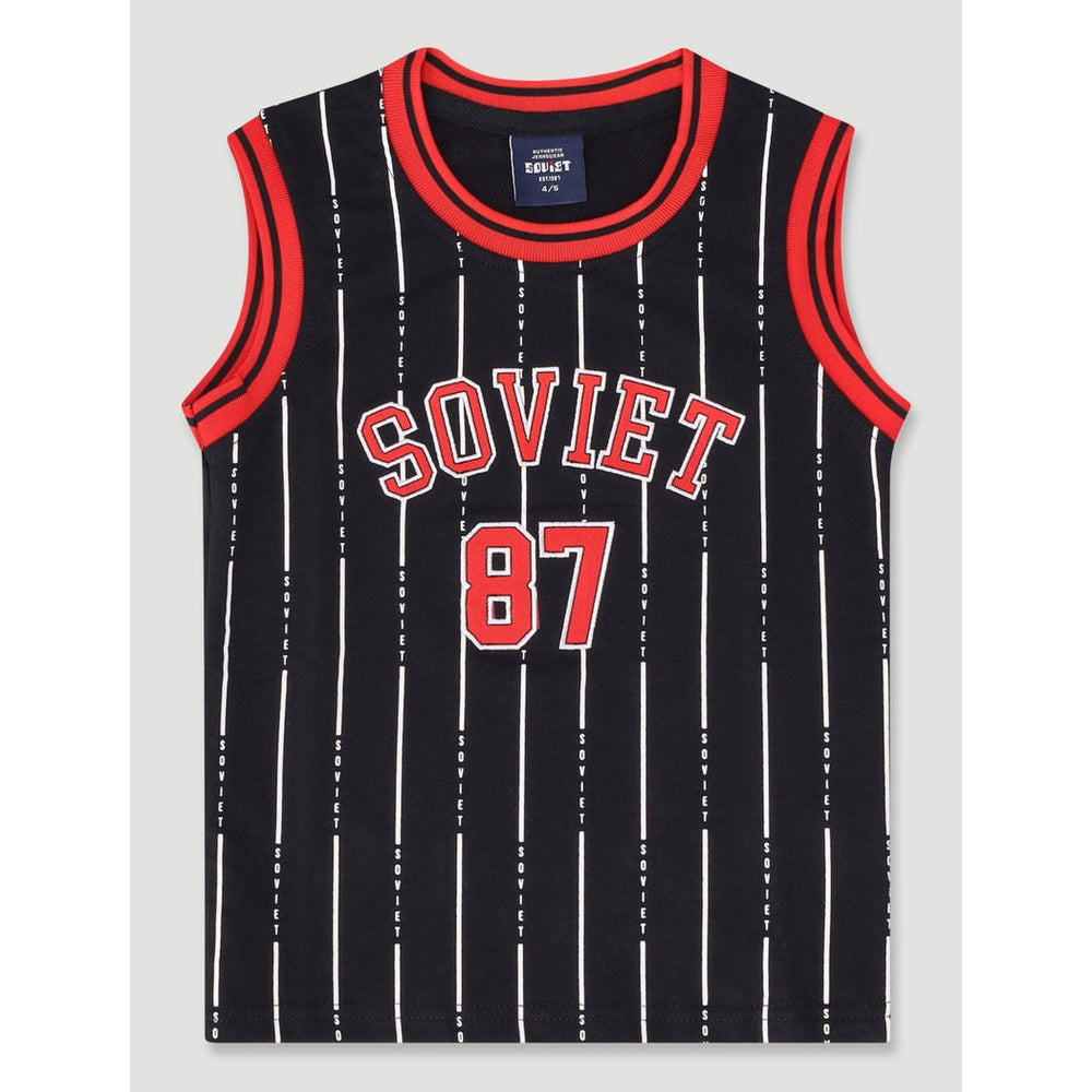 Soviet Boys Metro Crew Neck Fashion Tank Tops In Black/Red