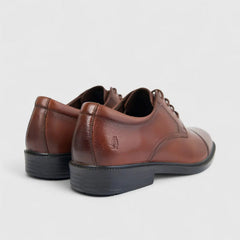 Hush Puppies Mens Reggie Leather Shoes Dark Tan