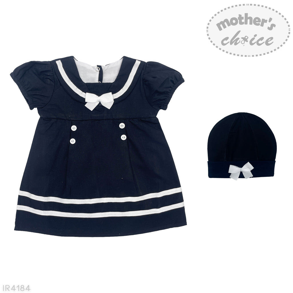 Inf Girls 2Pc Navy Sailor Short Slve Dress Ir4184