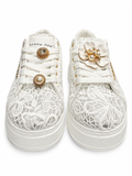 Sissy Boy Womens Yvette Platform Sneaker In White And Silver
