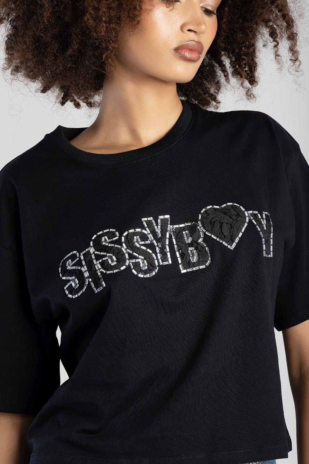 Sissyboy Womens Boxy Oversized T-Shirt In Black